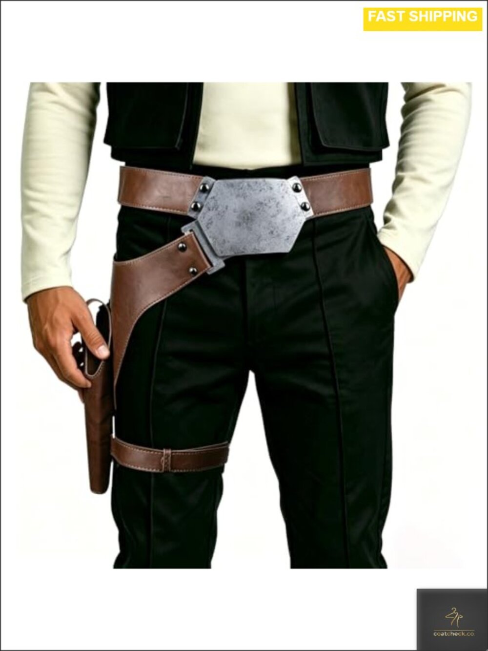 Han Solo Belt Blaster Holster Cosplay Costume Accessory PU Leather Adjustable
